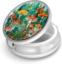 Pill Box-3 Relement Small Pill Case for Purse & Pocket Mini Metal Pill Holder Travel Pill Container to Hold Supplements Antivirus-Free (Mushroom Forest)