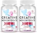 3000 MG Kadın ve Erkekler için Monohidrat, BCAA ve Hydrolyzed Collagen Kretine Chews Tabletleri Performans ve Kurtarma, Güçlü, Ejderha Meyve Flavor, 180 Tablet