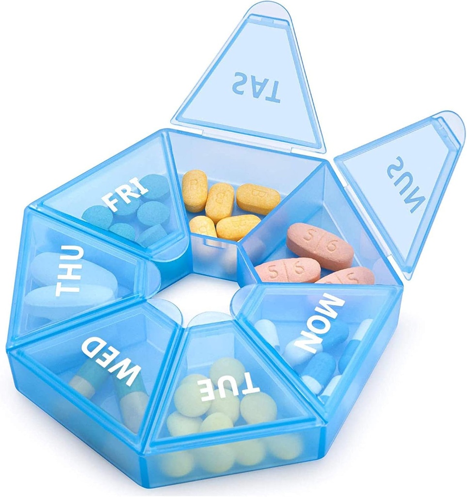 Haftalık Pill Organizer Büyük 7 Gün Pill Box Organizer Günlük Tıp Vakasını Vitamin Balık Yağı Pills Supplements Arthritis Friendly
