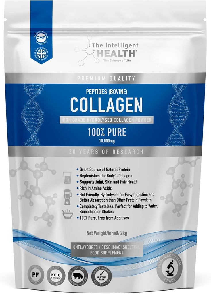 Akıllı Sağlık Hidrolyzed Collagen The Toz, Grass Fed, Yüksek Protein, Unflavored, Gluten-Free, Paleo & Keto Friendly, 10g per Service (2kg) Supports Skin, Hair, Nails, Ortaklar ve Bones