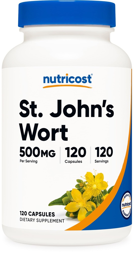 Nutricost St John's Wort Capsules (500 mg) 120 Capsules - Vegetarian, Gluten Free and Non-GMOMO