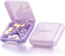 DUBSTAR Pill Case,Küçük Pill Box - Su geçirmez Günlük Küçük Pill Case for Purses Pocket Compact Travel Medicinerec for Vitamins,Fish Oils,Supplements (4-Compartments, Mor)