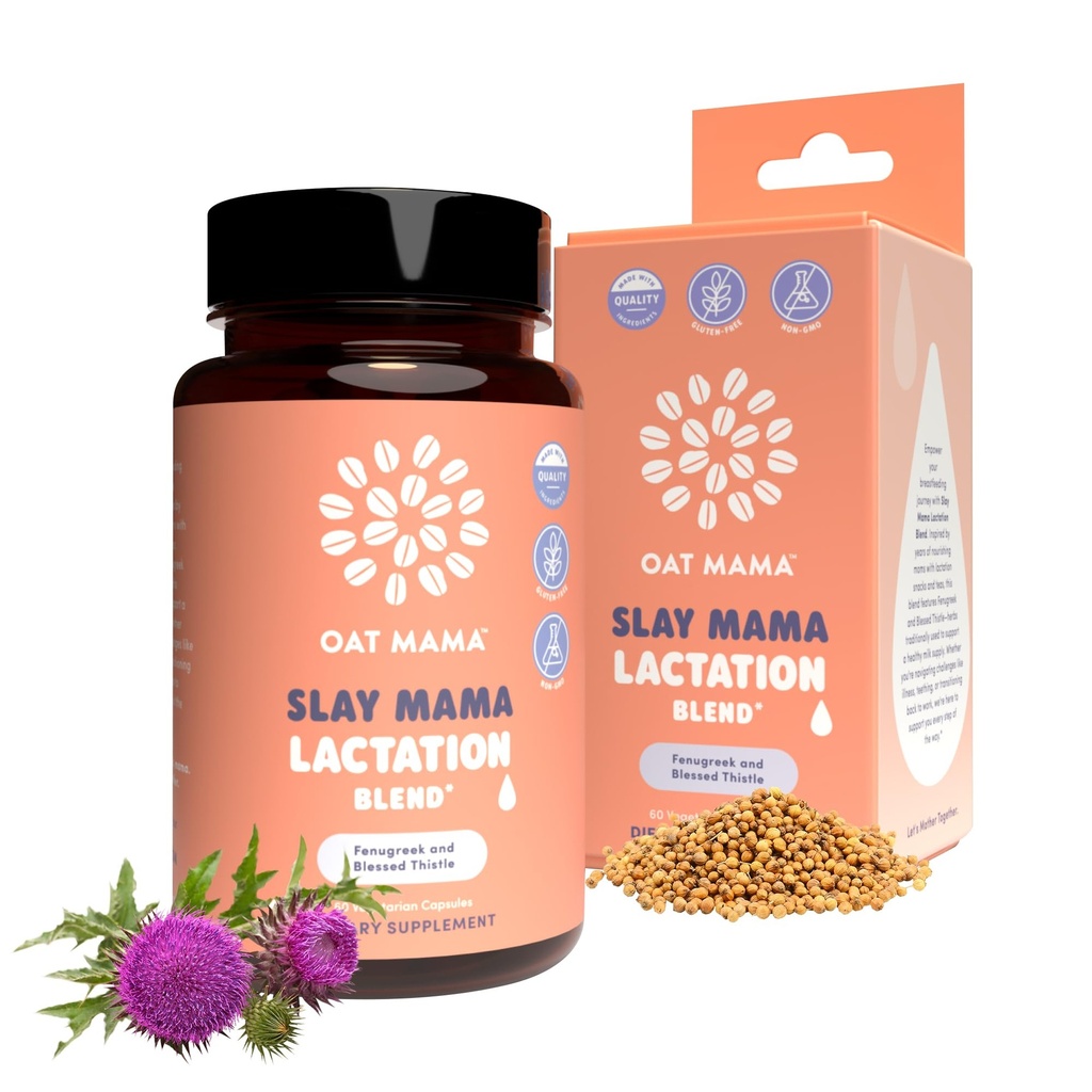 OAT MAMA Organik Lactation Supplement - 'Slay Mama' Butle & Fenugreek Capsules - Herbal Lactation Blend, Postpartum Support for Motherfeeding Moms