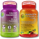SUPPLEMENTS Qu Quercetin with Bromelain, Vitamin C & çinko + Plant-Baseduba, Magnezyum, D3, K2 & Turmeric - 100% Vegan Supplement için Immune & Bone Support