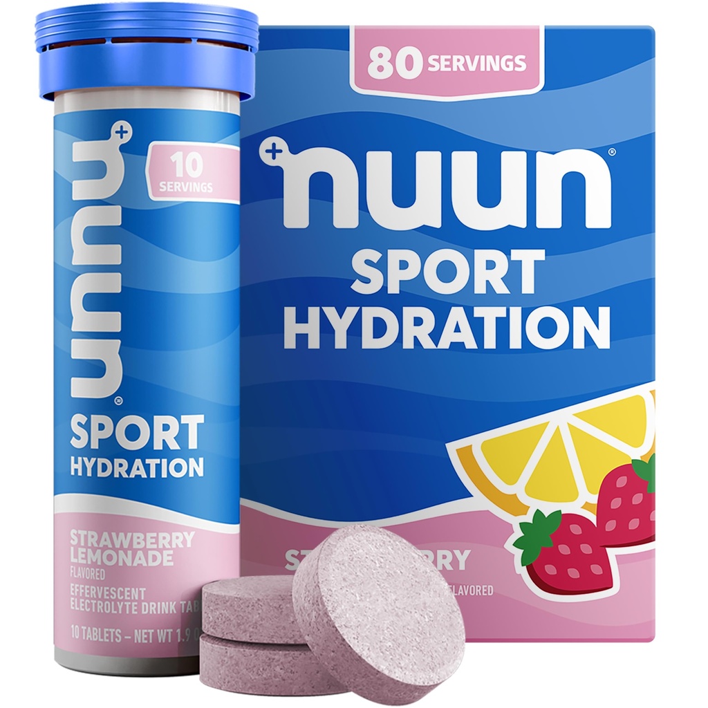 Nuun Sport Electrolyte Tabletleri, Magnezyum, Pyum, Chloride & sodyum, Gluten Free & Vegan, Strawberry Lemonade, 8 Pack (80 Hizmet Toplamı)