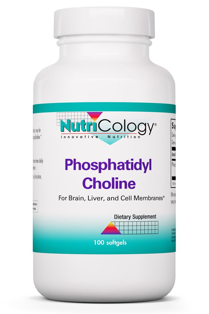 Nutricology Phosphatidyl Choline Supplement - Lecithin Capsules, Digestive Enzymes for Liver, Fat Digestion Support, Choline Supplements for Fatty Liver, 1540 mg Softgels - 100 Count