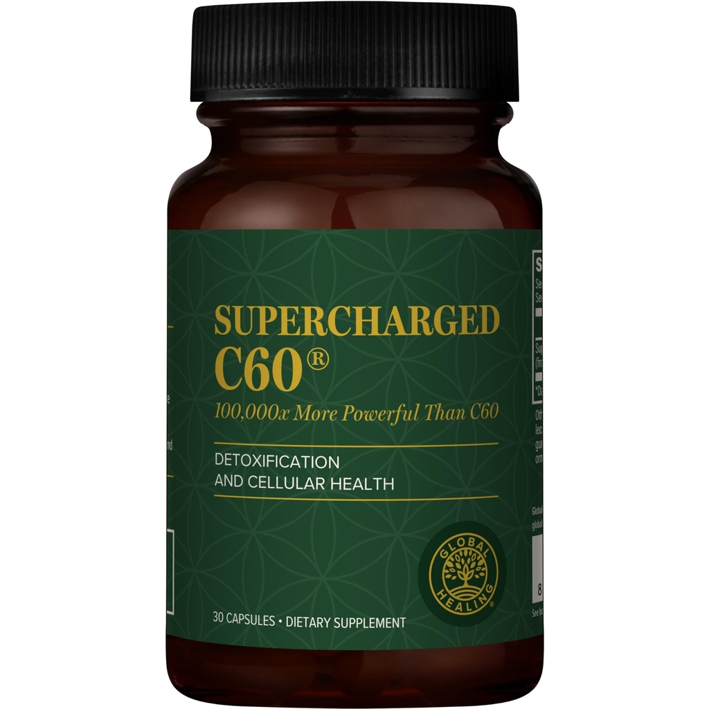Global Healing Center Supercharged C60 - Micro-Activated Carbon Fullerene w/Organic MCT Toz, 10 Times Daha Fazla Düzenli C60 Supplements - Helps Detoxification, Aging (30 Capsules)