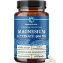 Magnezyum Glycinate 500 mg | Yüksek Absiyon | Kas Rahatlama, Bones, Heart, Nerve, Sleep & Calm Women & Men | Magnezyum Chelate Supplement & Bisglycinate Kompleks | 60ct
