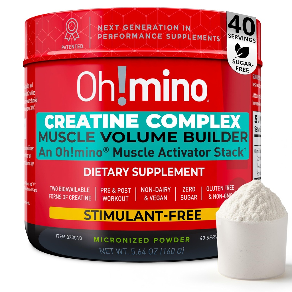Oh!mino Kre Büyüme için Kompleksi. Mikronized Tinatine Monohidrat ve Kreogens ile Kreatifler. Kadınlar ve Erkekler için Mükemmel Kretine. Zero Carb Lemon-Lime, 40 Hizmet