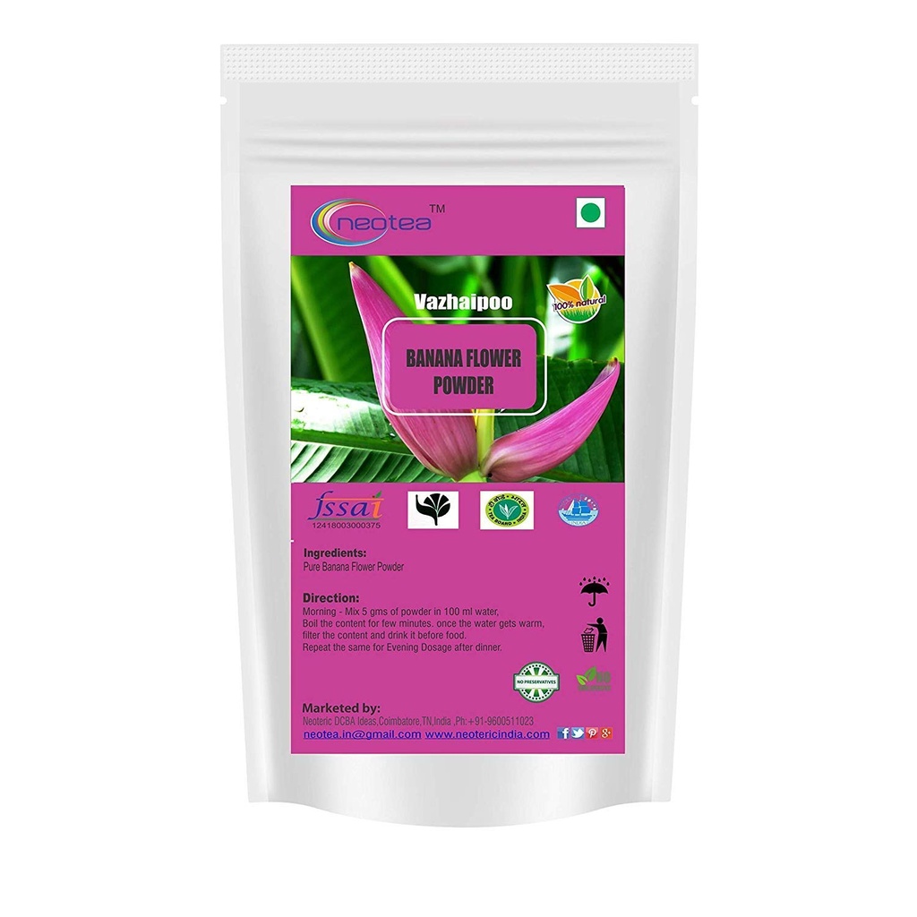 Neotea Musa Çiçek Toz | Vazhaipoo Toz | Organik Banana Çiçek Toz | Fiber'te Zengin | Gluten-Free, Vegan Superfood | Parlaklar için ideal, Baking, & Cooking | 100% Natural, Non-GMO 300 GM
