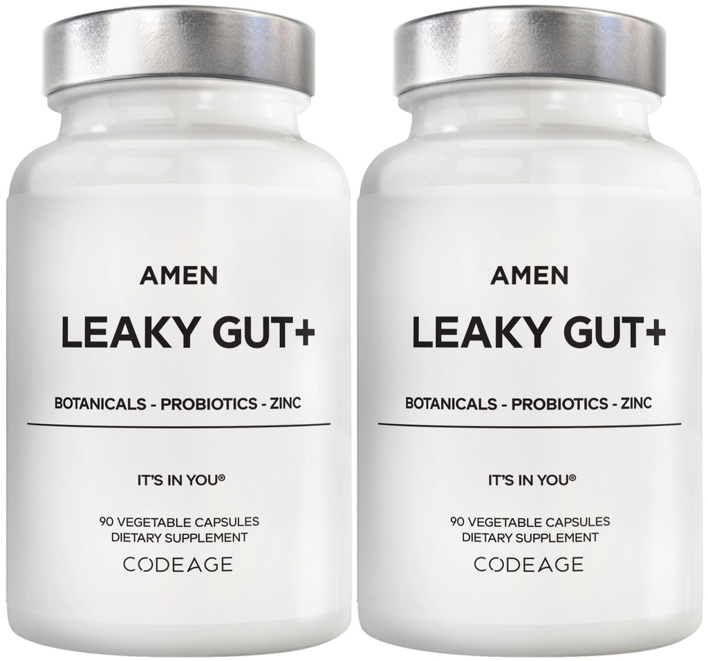 Amen Leaky Gut Supplement - Bio available L Glutamine, çinko, Turmeric, DGL Licorice Root - Marshmallow Root - Probiyotiks & Fermented Prebiyotiks - Vegan, Non-GMO - 2Pack