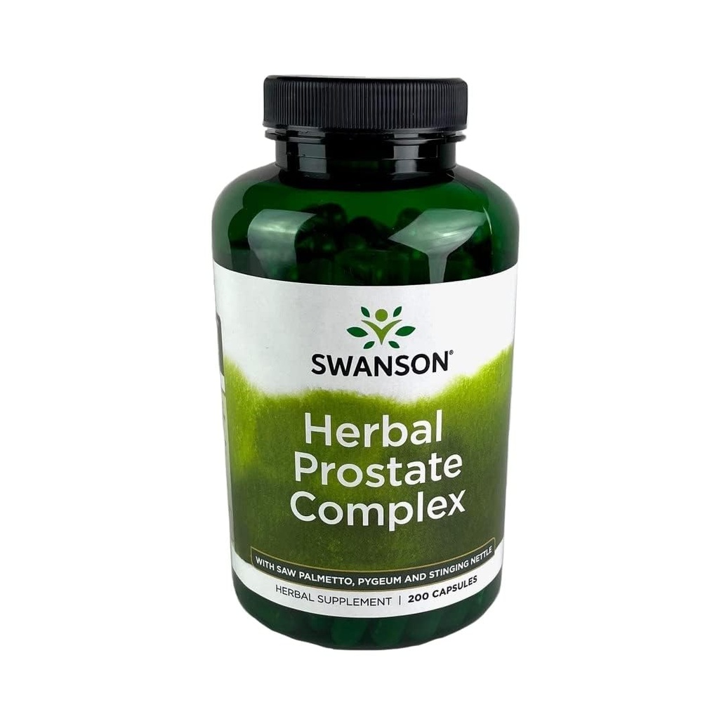 Swanson Herbal Prostate Kompleksi - Erkekler Tamam - Özellikler Pygeum, Saw Palmetto & Sting Nettle - (200 Capsules)