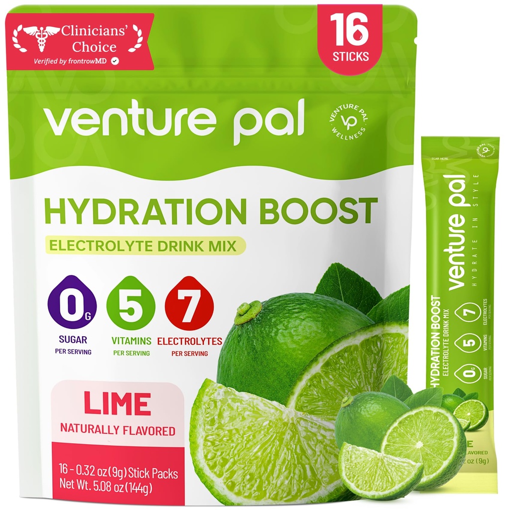 Venture Pal Sugar Free Electrolyte Toz Paketleri - Sıvı Günlük IV Hydration Packets | Elektrolytes 5 Vitamin ve 7 Electrolytes | Hua Friendly | Non-GMO | sertifikalı Vegan | 16 Sticks