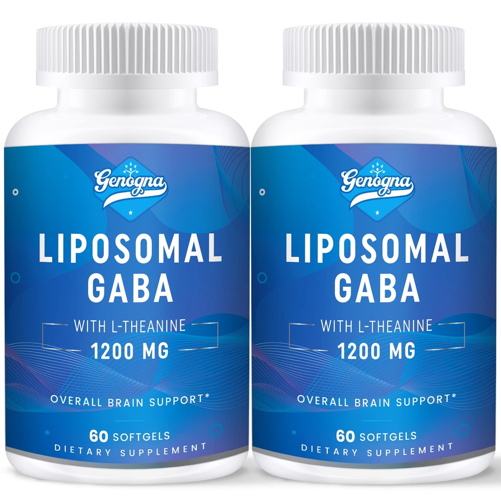 Liposomal GABA ile L-Theanine 1200 mg - 2 Pack High Bio kullanılabilir GABA Supplements,120 Capsules for Yetişkinler için
