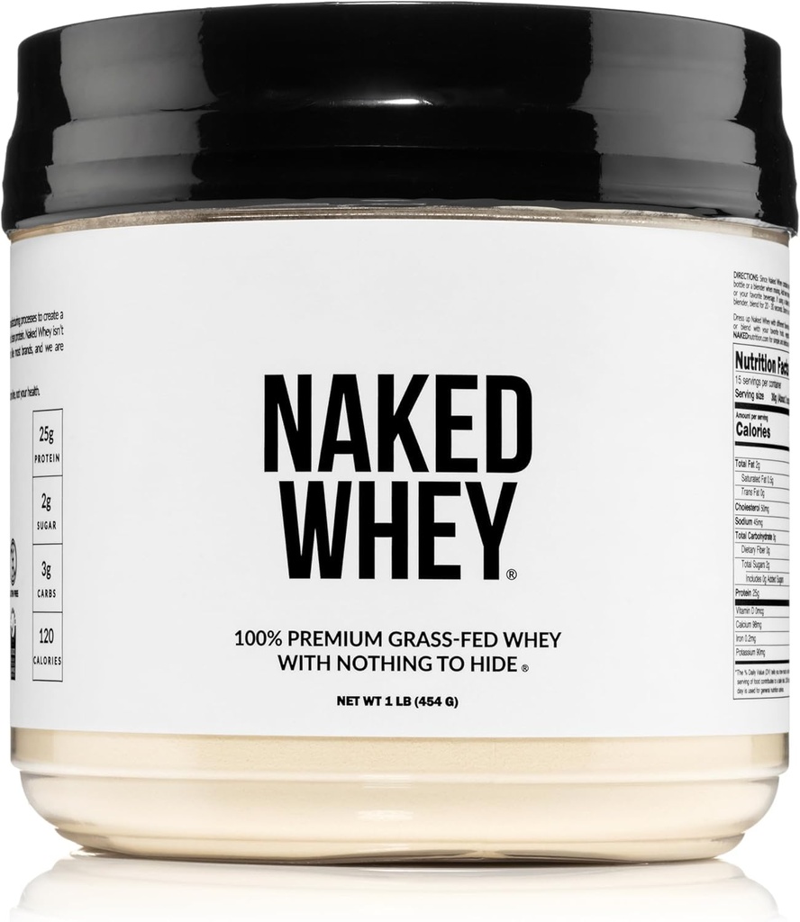 NAKED Whey 1Lb - Sadece 1 Malzemeler, Grass Fed Whey Protein Toz, Undenatured, No Gmos, No Soy, Gluten Free, Stimulate Büyüme, Geliştirilmiş Kurtarma - 15 Hizmet