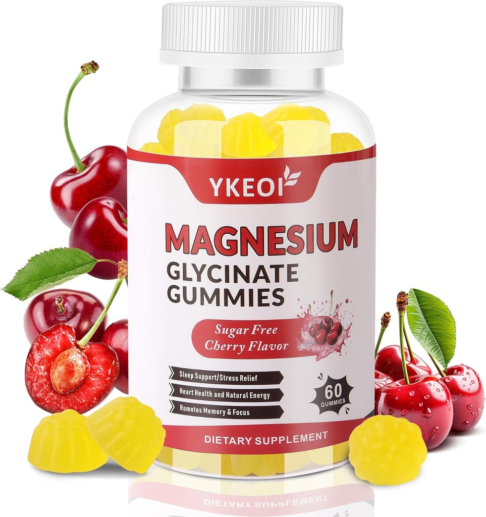 Magnezyum Glycinate Gummies 500 Mg,Sugar Magnezyum Supplement Triple Complex with Malate 400 Mg, Citrate 400 Mg Ashwagandha 100 Mg Yetişkinler için Mg Magnezyum Supplement - 60 Gummies