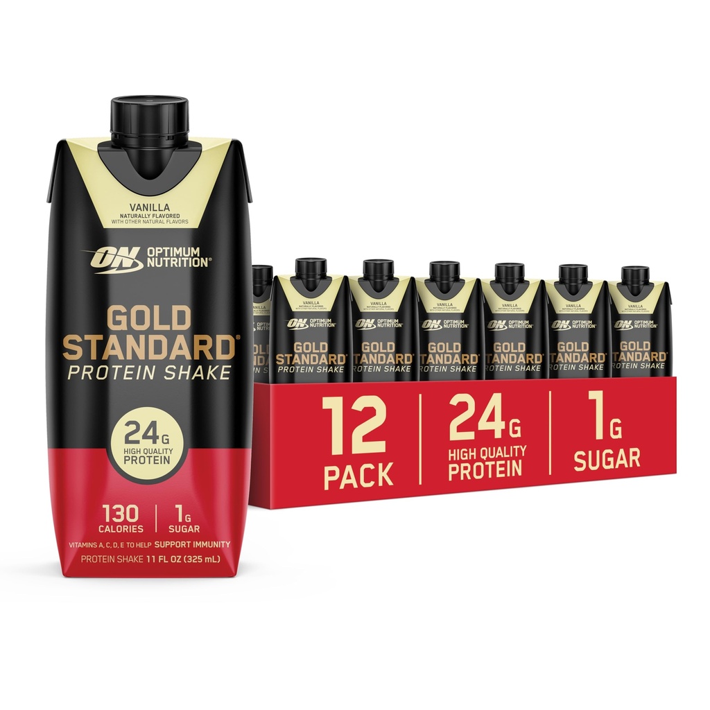 Optimum Beslenme Altın Standart Protein Shake, 24g Protein, Immune Desteği için Protein Shake, Gluten Free, Vitamin C, Vanilla, 11 Fl Oz, 12 Kont (Pazarlama)