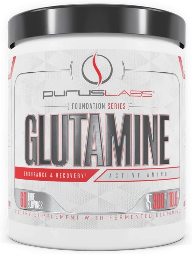 Purus Labs Foundation Series Glutamine | Pure Fermented Glutamine for Recovery, Hydration, Volumization, Health | 60 Hizmetler | Unflavored