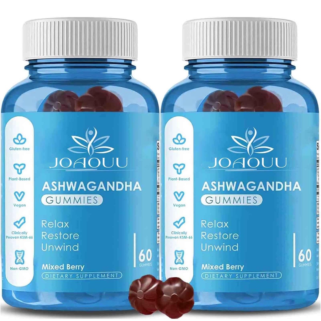 (120 Count) Ashwagandha Gummies KSM-66 - Karma Berry, Vegan, Plant bazlı, Non-GMO, Gluten-Free & Gelatin Free Relax, Organik Ashwa Root Extract Supplement for Immune Support