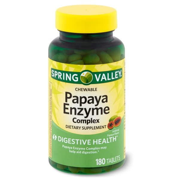 Spring Valley Spring - Valley Papaya Enzyme Komplek Tabletleri - 180 Chewable Tabletler 2 180 Kont Paketi (Pack of 2)