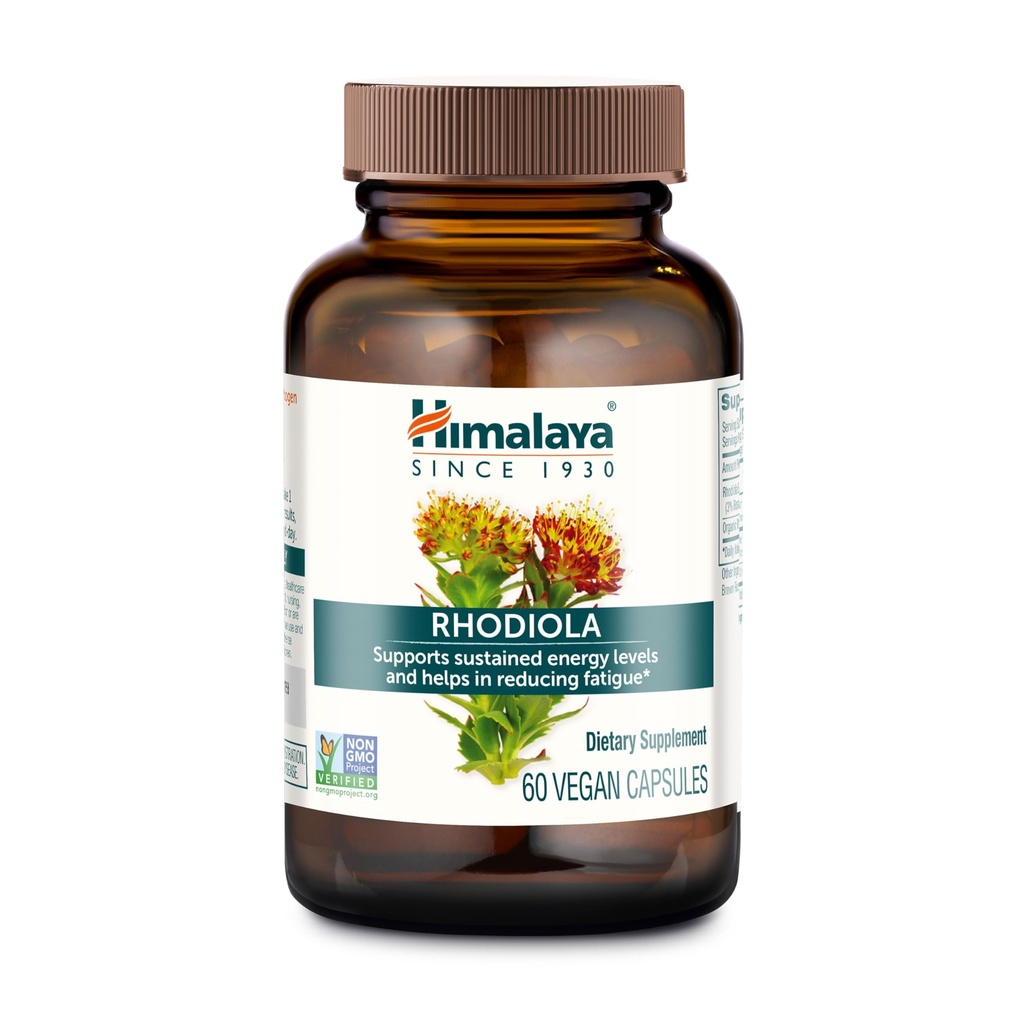 Himalaya Rhodiola Rosea - Stres Yardımı, Enerji ve Egzersiz Endurance - Vegan, Gluten Free, 250 mg, 60 Capsules