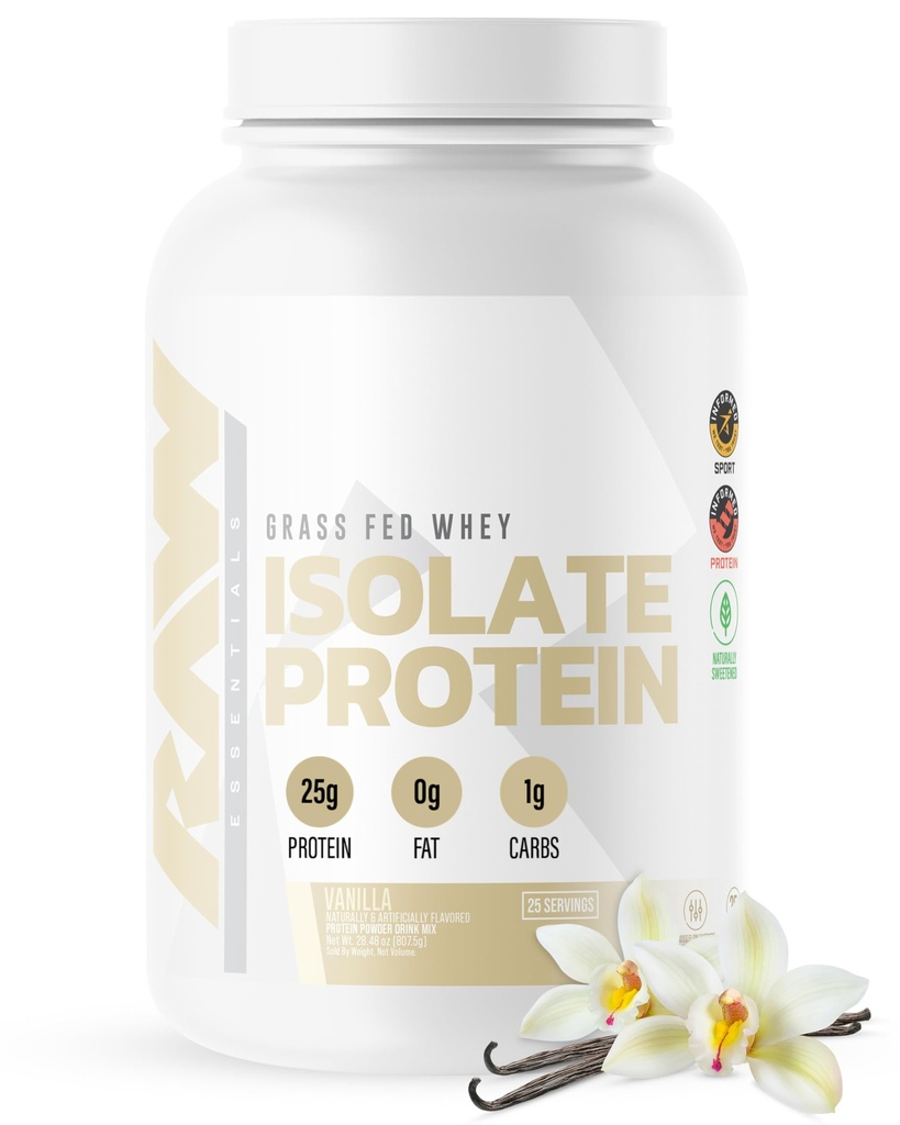 RAW Whey Isolate protein Toz, Vanilla (CBUM Itholate) - 100 Grass-Fed Sports Nutrition Toz for Muscle growth & Recovery - Low-Fat, Low Carb, Doğal Flavored - 25 Hizmet