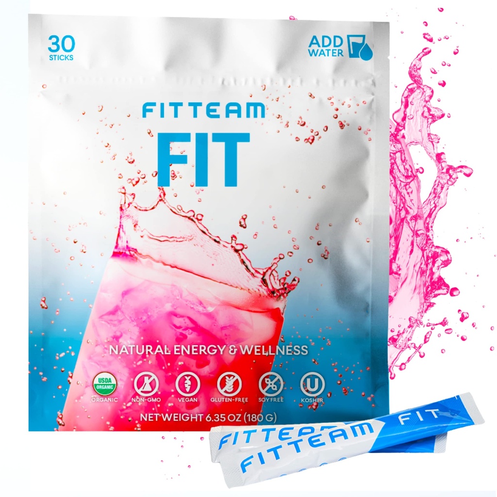 FITTEAM Fit Sticks Organik Enerji ve Sağlık İçecek - Organik Enerji İçgörü - Ruh Focus, Enerji ve Metabolism Boost - Mood Destek ve Antioksis - 30 Bireysel olarak Çöküldü