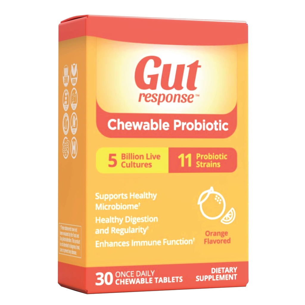 Erkekler ve kadınlar için kullanışlı Probiyotik, Slows Down Digestive Aging, Boosts Immune System, Non-GMO, Gluten Free & Soy Free, 5 Milyar C, 30 Chewable Tabletler, Orange Flavor