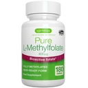 Igennus Pure Metil 400 mcg, 180 Tablet, Clean Label, Metrik Asit 5MTHF Form of Folic Acid 5MTHF (Vitamin B9), Vegan, Hamile için uygun, One-a-Day, 6 Ay Supply