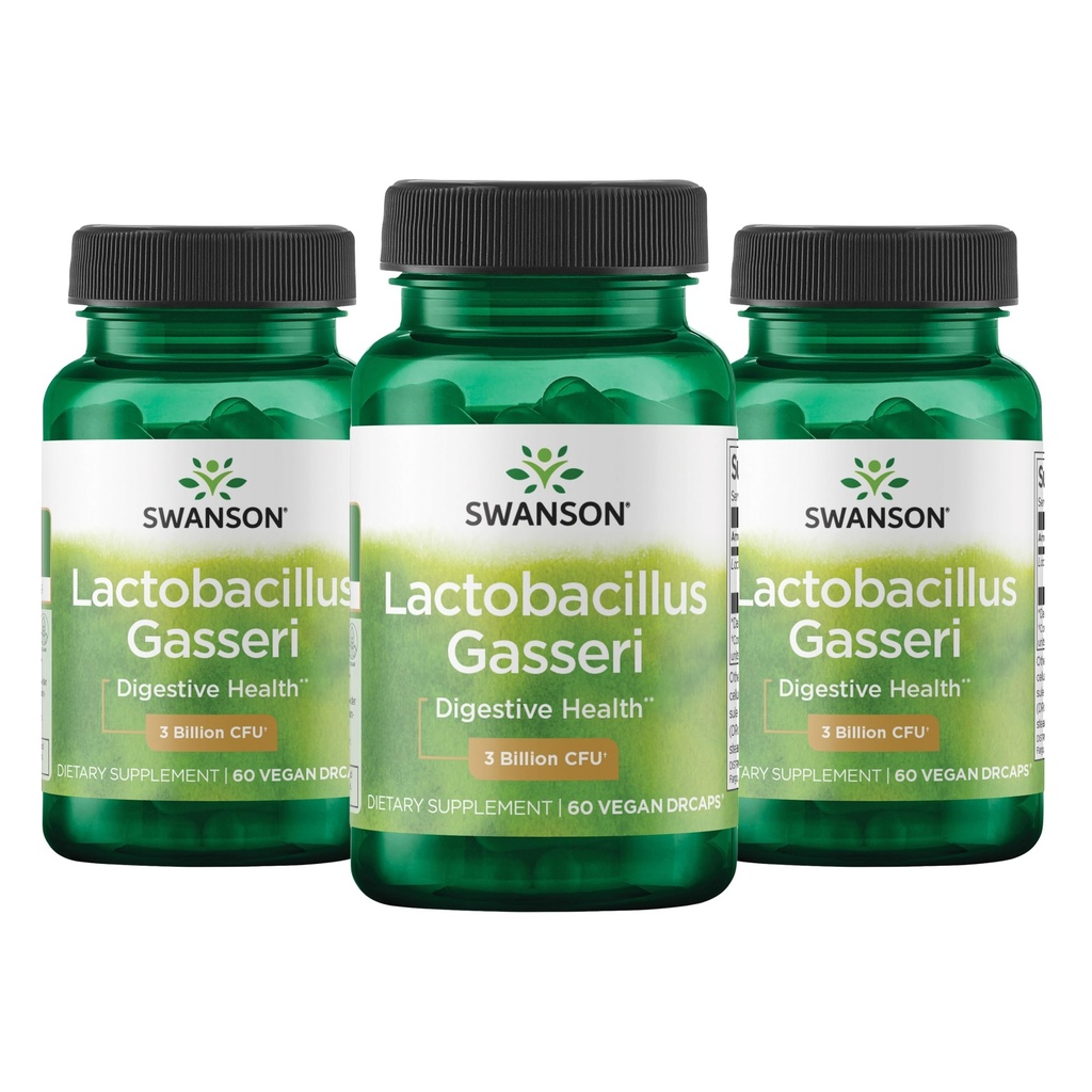 Swanson Lactobacillus Gasseri Probiyotik for Yetişkinler Seeking Digestive and Metabolic Support with 3 Milyar CFU - Asit-Resistant, No Refrigeration (60 Vegan Capsules, 3 Pack)