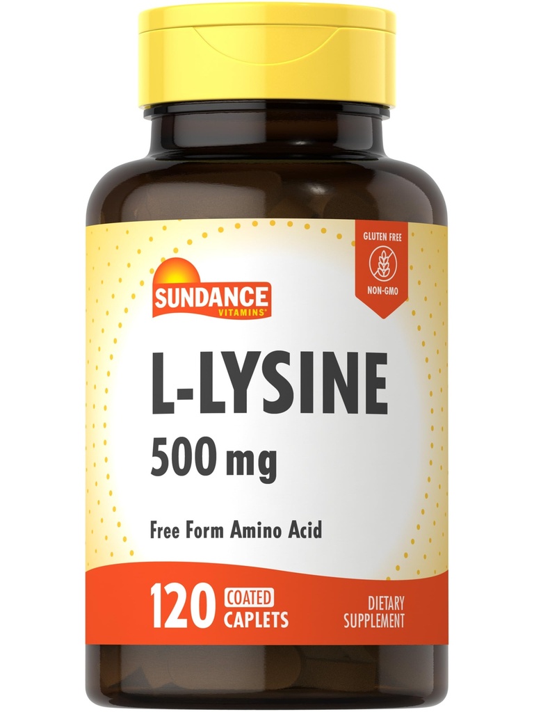 Sundance L-Lysine 500 mg | 120 Caplets | Free Form Amino Asit | Vegetarian, Non-GMO ve Gluten Free Supplement Supplement Supplement