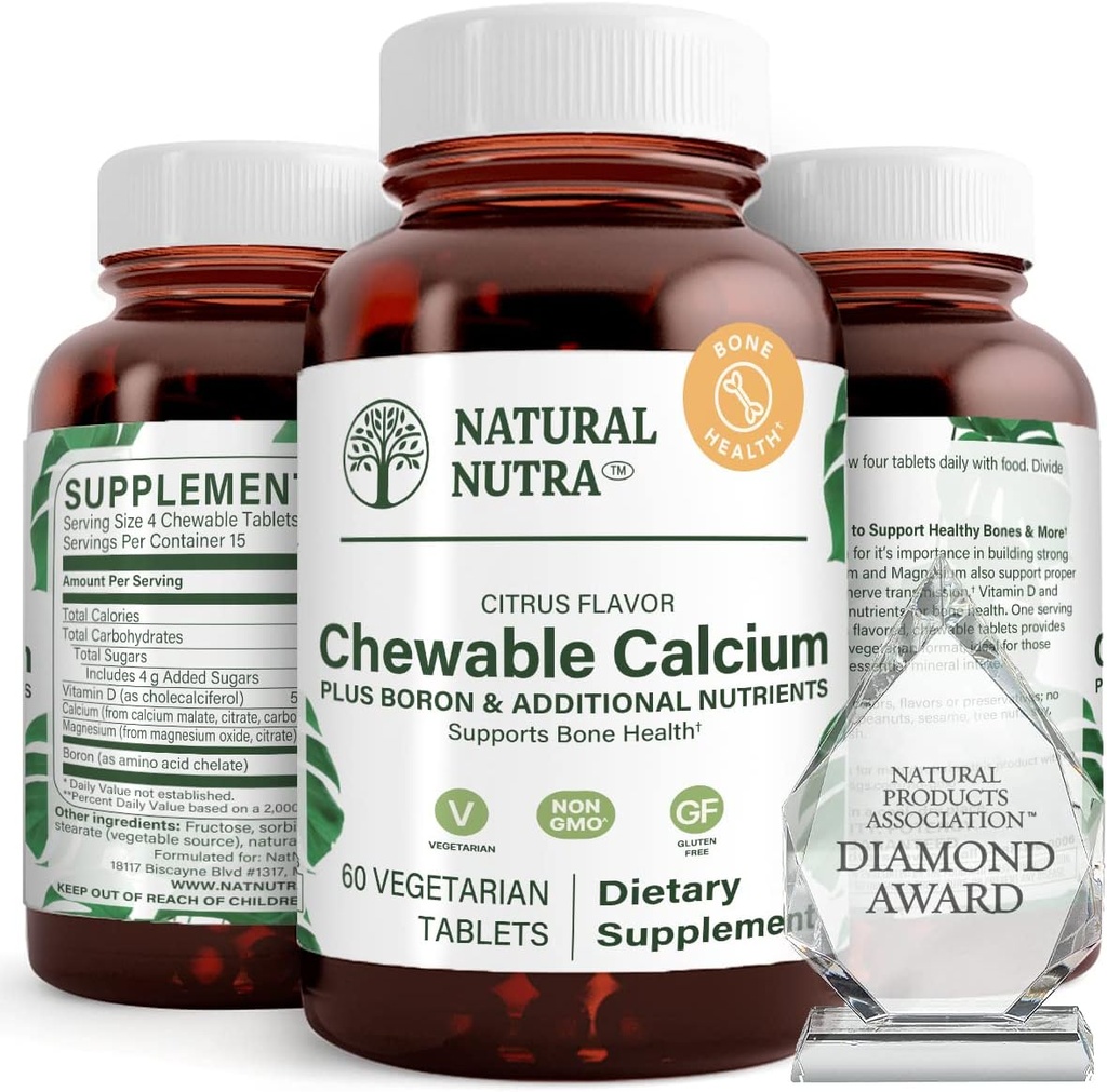Kemik Gücü için Doğal Nutra Chewable Food Supplement, Kas Sağlığını Teşvik Ediyor, Gelişmiş Diş Sağlığına Yardımcı Ediyor, Nerve Health ve Cardiovascular Health, Bone Strength, 60 Tabletleri Geliştiriyor