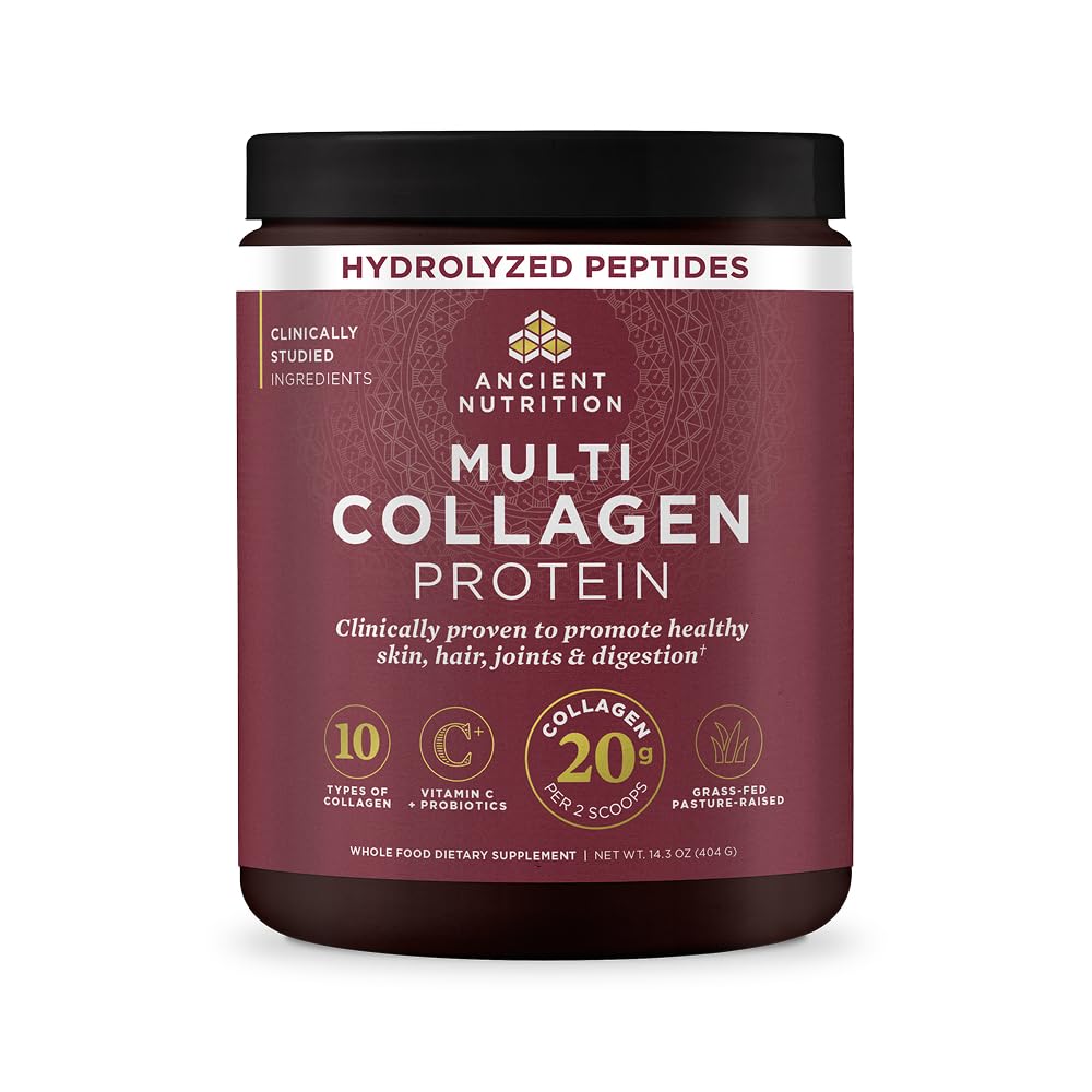 Eski Beslenme Kolajn, Toz, Multi Collagen protein, Kadınlar ve Erkekler, C vitamini, Probiyotikler, Hydrolyzed Collagen, Supports Skin, Ortaklar, Gut Health, Unflavored, 40 Hizmetler