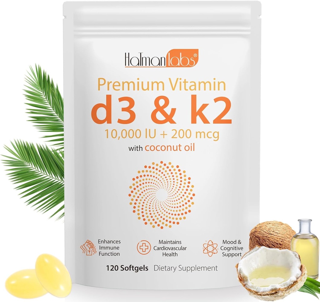 D3 Vitamin K2 Supplement Softgel, D3 K2 Softgel ile 10000 İ Destek Immune, Kalp, Diş ve Bone Health, Free of GMO, Gluten, Soy, Soygun