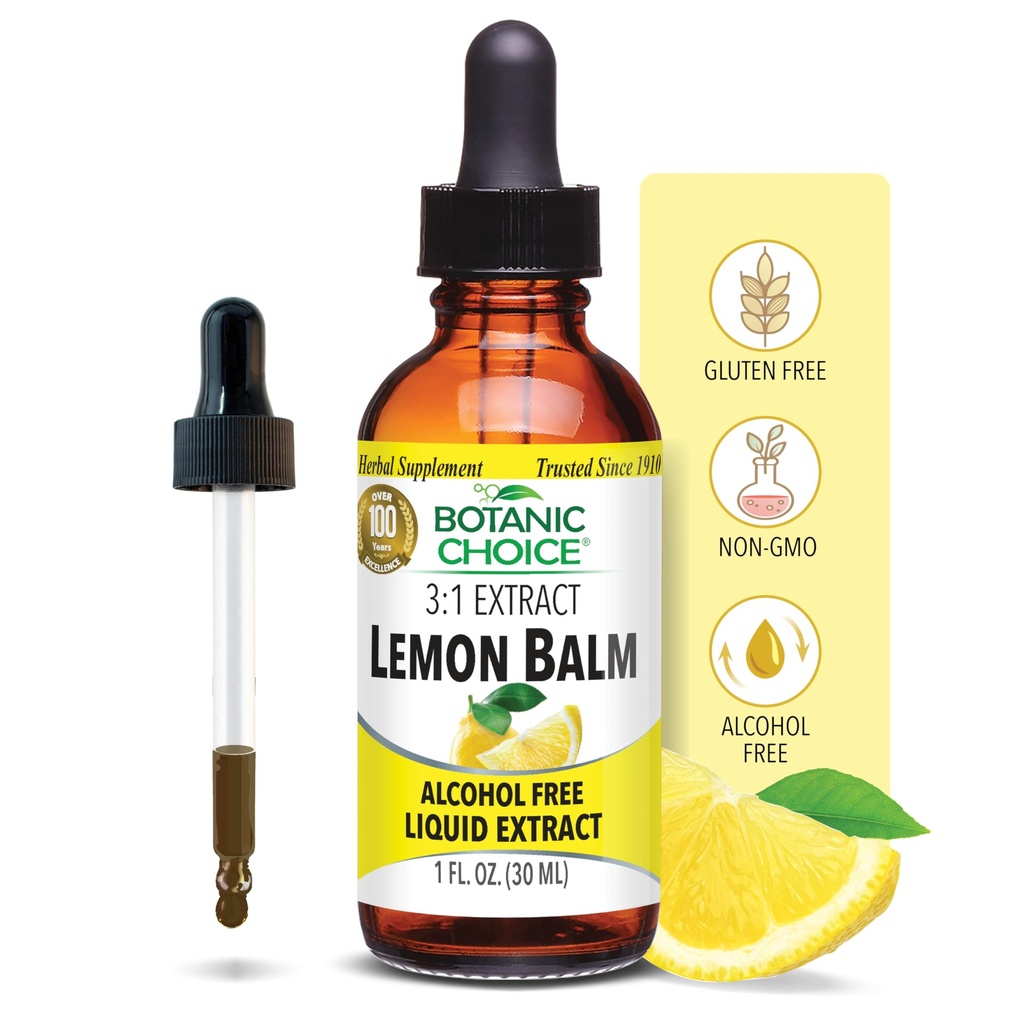 Botanic Choice Lemon Balm Liquid Extract, Alkol Free, Gluten Free-Traditional Support for Tranqutitude-Fast Acting 1 Akışkanlar Oz