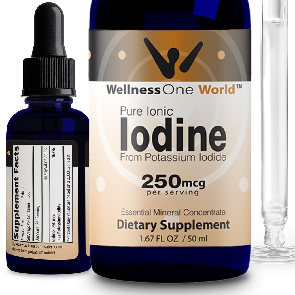 WellnessOne Iodine Drops for Yourroid Support - Hızlı Akyumlu Iodine Supplement from Piyal Iodide - Great for Immunity & Cognition & Max boosts Iron Abxia - 1.67 fl ozz