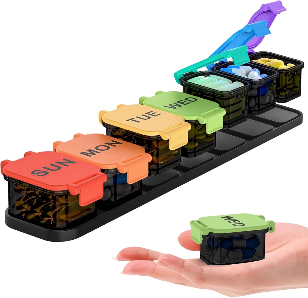 Ekstra Büyük Haftalık Pill Organizer - Su 7 Günlük Pill Box, Portatif Vitamin & Supplement Case, Easy to Open Design, Ideal for Travel and Daily Drug Management