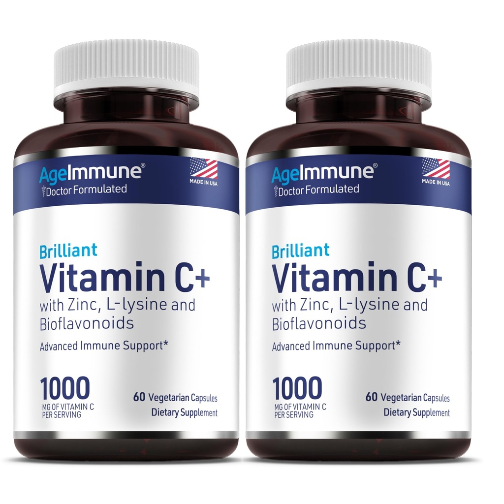 L-Lysine 500 mg ile C 1000 mg Kompleksi, çinko Gluconate 12 mg, Bioflavonoyaks 300 mg. Doktor Formulated Magnezyum Stearate Free Supplements for Health Immune System Support. Two Şişes.(2)