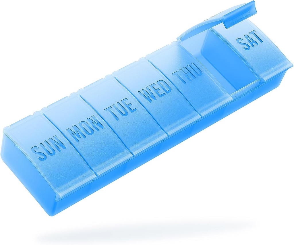 Barhon Pill Organizer Büyük, Haftalık Tıp Pill Organizers, 7 Günlük Pills Box Vaka Büyük Vitamin Supplements Fish Oil, Blue