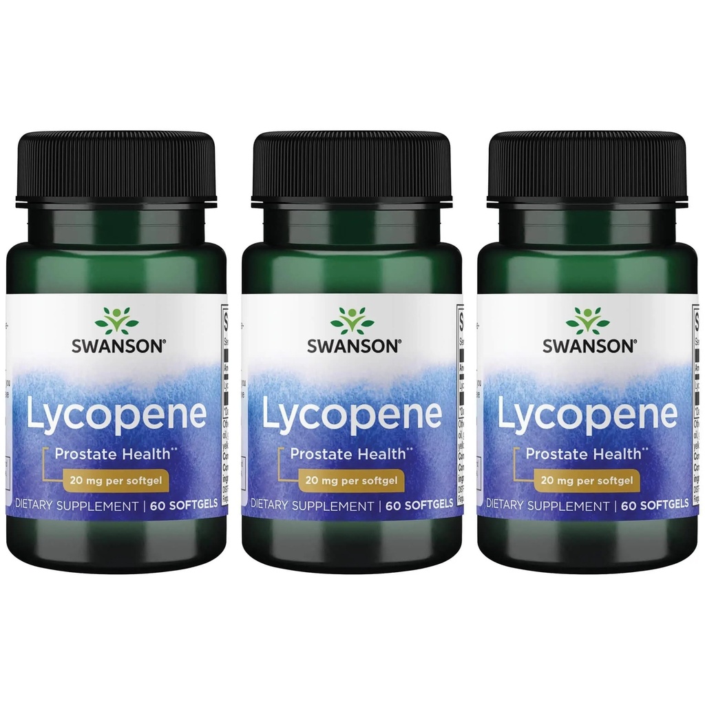 Swanson Lycopene - Prostate Health, Heart Health, & Supports Blood Pressure In The Normal Range - Mens Health Supplement - (60 Softgels) 3 Pack