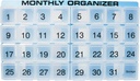 Aylık Pill Organizer | 31 bölme, günde 1, 4 Hafta Tam Ay 31 Günü Pill Organizer | Tray ve 8 Reforceparts
