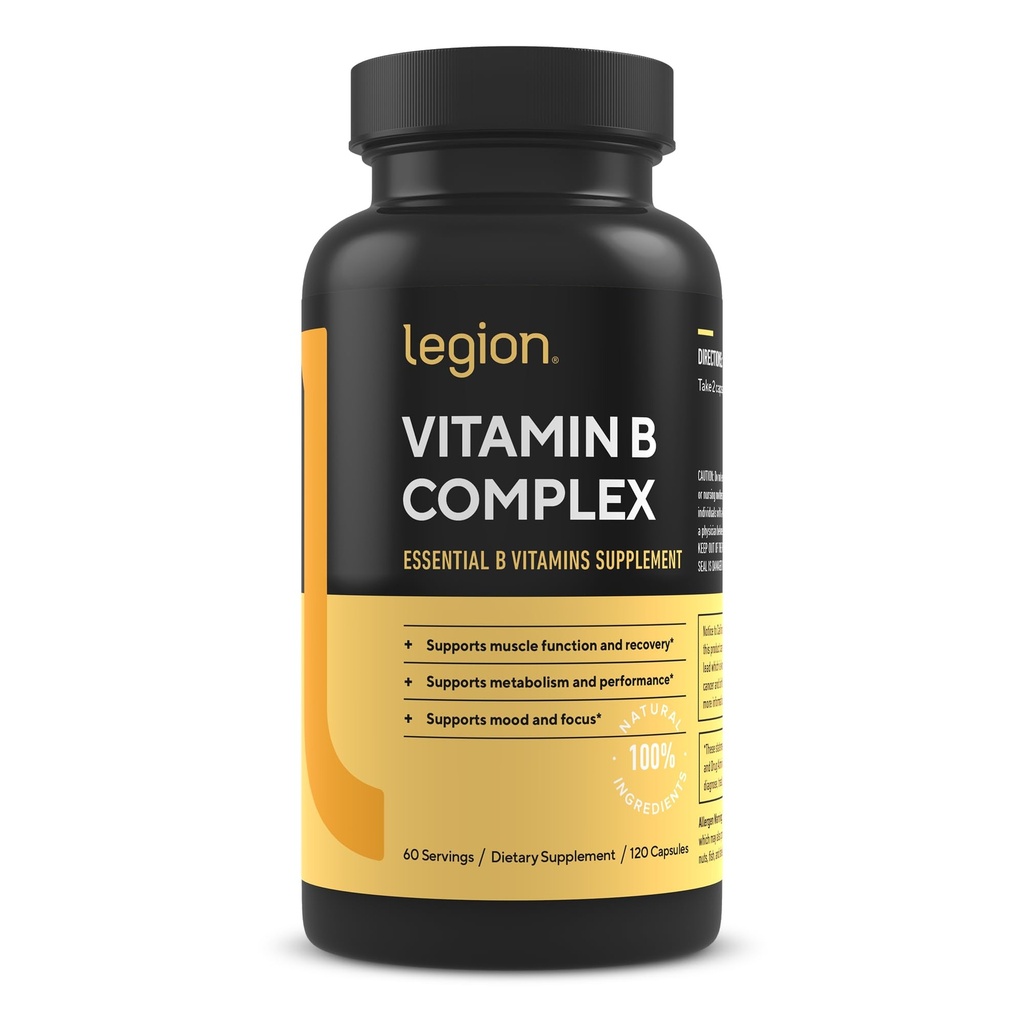 LEGION Vitamin B-Complex (120 Capsules) - Choline ve Inositol Supports Mood & Liver Function - Vegan B Kompleks Vitaminleri Enerji Metabolism & Kas Fonksiyonları