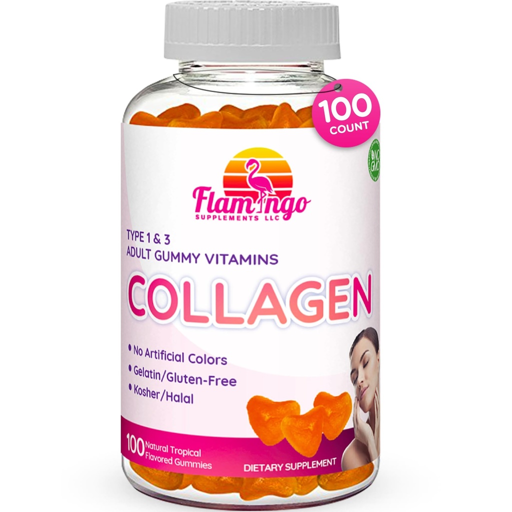 Collagen Gummies- Natural Marine Collagen for Women, and Men- Collagen Supplements for Skin Hair, Nails- Hydrolyzed Type 2 & 1 3- Replace Pills and Powders - No Gelatin, Kosher, Halal- 100 Ct.