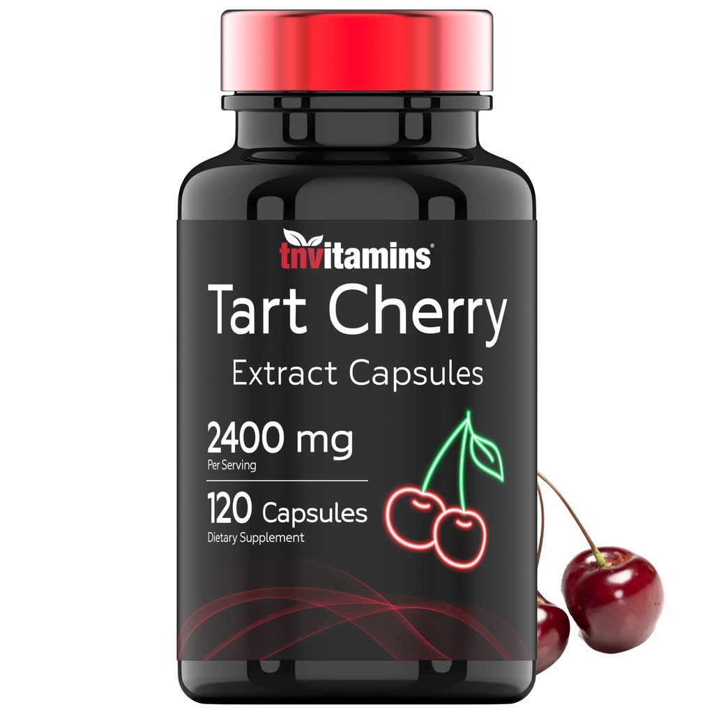 Tart Cherry Capsules (2400 MG - 120 Kont) | Montmorency Cherry Extract | Antioksis, Anthocyanins, & Phytonutrients | Tart Cherry For Sleep and More! | Non-GMO, Made in the USA!