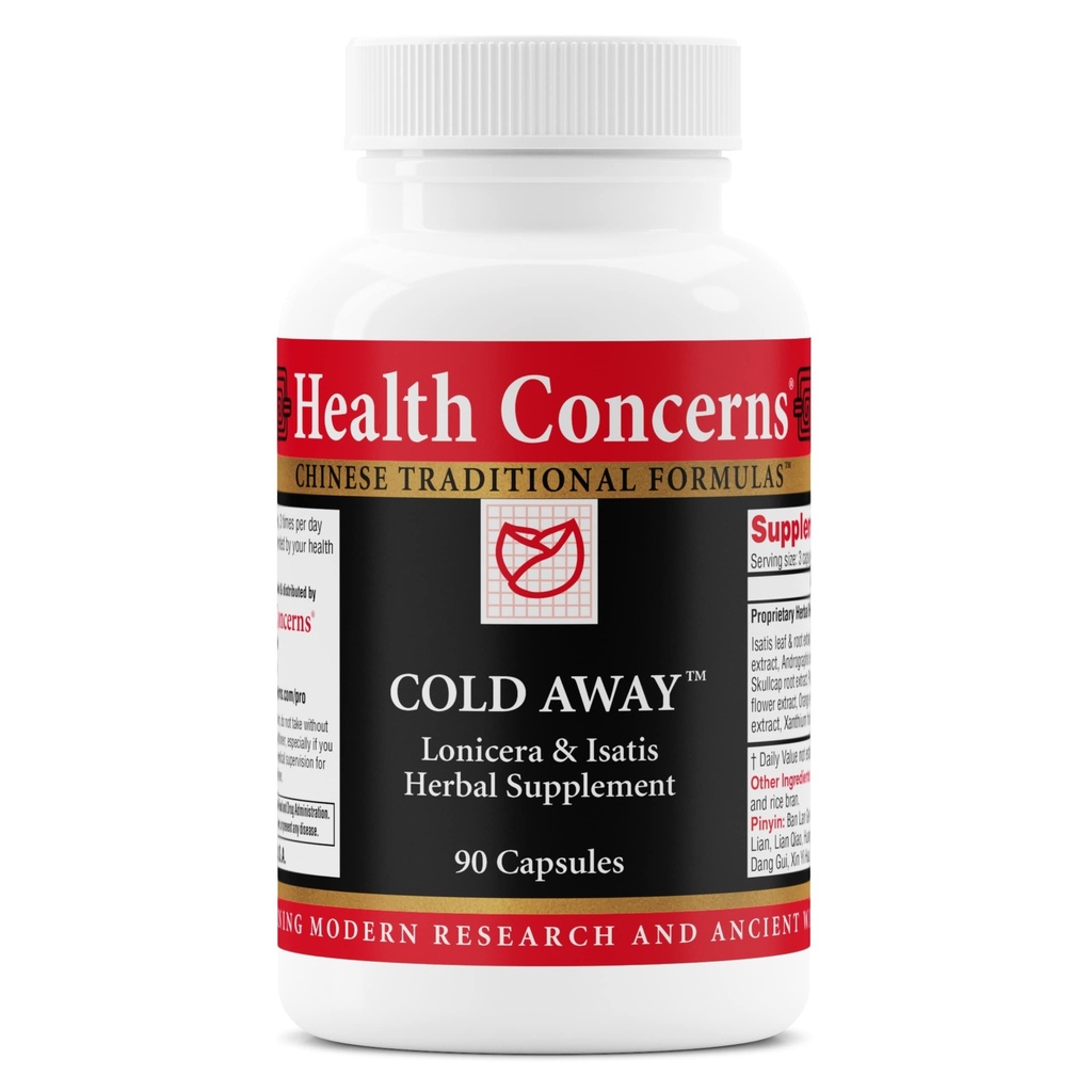 Health Concerns Cold Away - Immune Support Supplement - Chinese Medicine Capsules for Immunity & Cold Prevention - Dong Quai, Chinese Skullcap & Andrographis - Cold Remedy for Adults - 90 Capsules