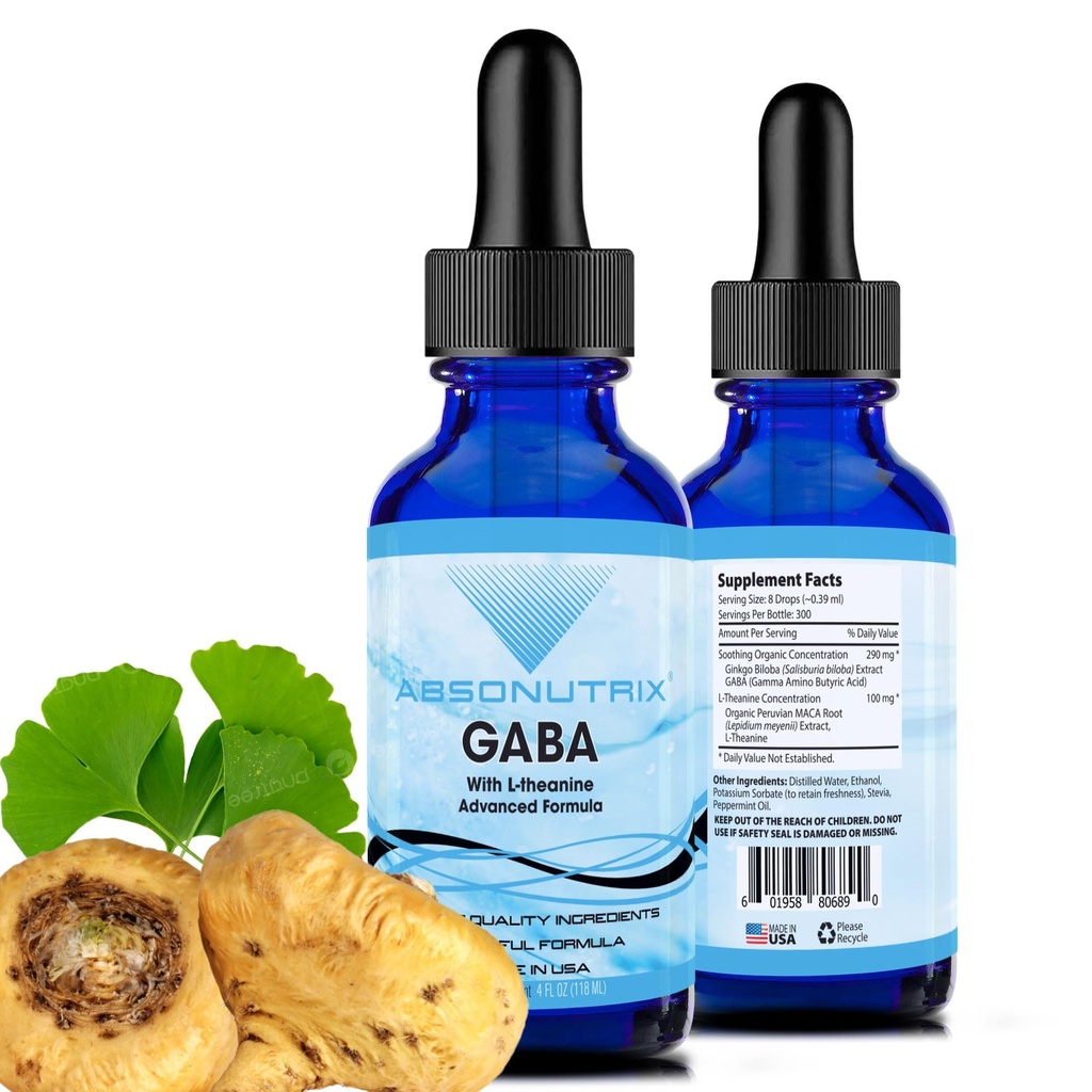 Absonutrix GABA, L-Theanine 290 mg, 4 Oz Liquid, 300 Hizmet, ABD'de Yapıldı, Hızlı Aborpsiyon, Kalite Potent Malzemeler, Non-GMO, GMP sertifikalı Tesis, Cruelty-Free Products