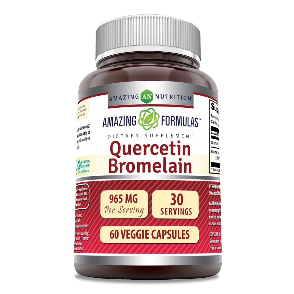Amazing Beslenme Quercetin 800 Mg ile Bromelain 165 Mg Veggie Capsules Supplement | Non-GMO | Gluten Free | Made in USA | Uygun for Vegetarians (60)