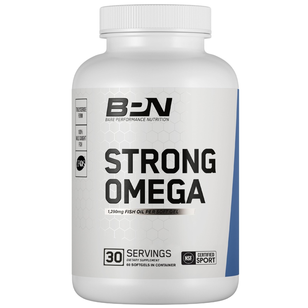 BARE PERFORMANCE NUTRITION, BPN Güçlü Omega Fish Oil Soft Gel, 1290 mg Fish Oil per Capsule, Wild Caught Fish, Sustainable Sourced, IFOS sertifikalı 30 hizmet
