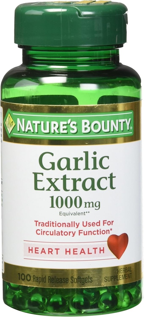 Nature's Bounty Garlic Extract 1000 mg, 100 Hızlı Yayın Softgels (Görünen 5)