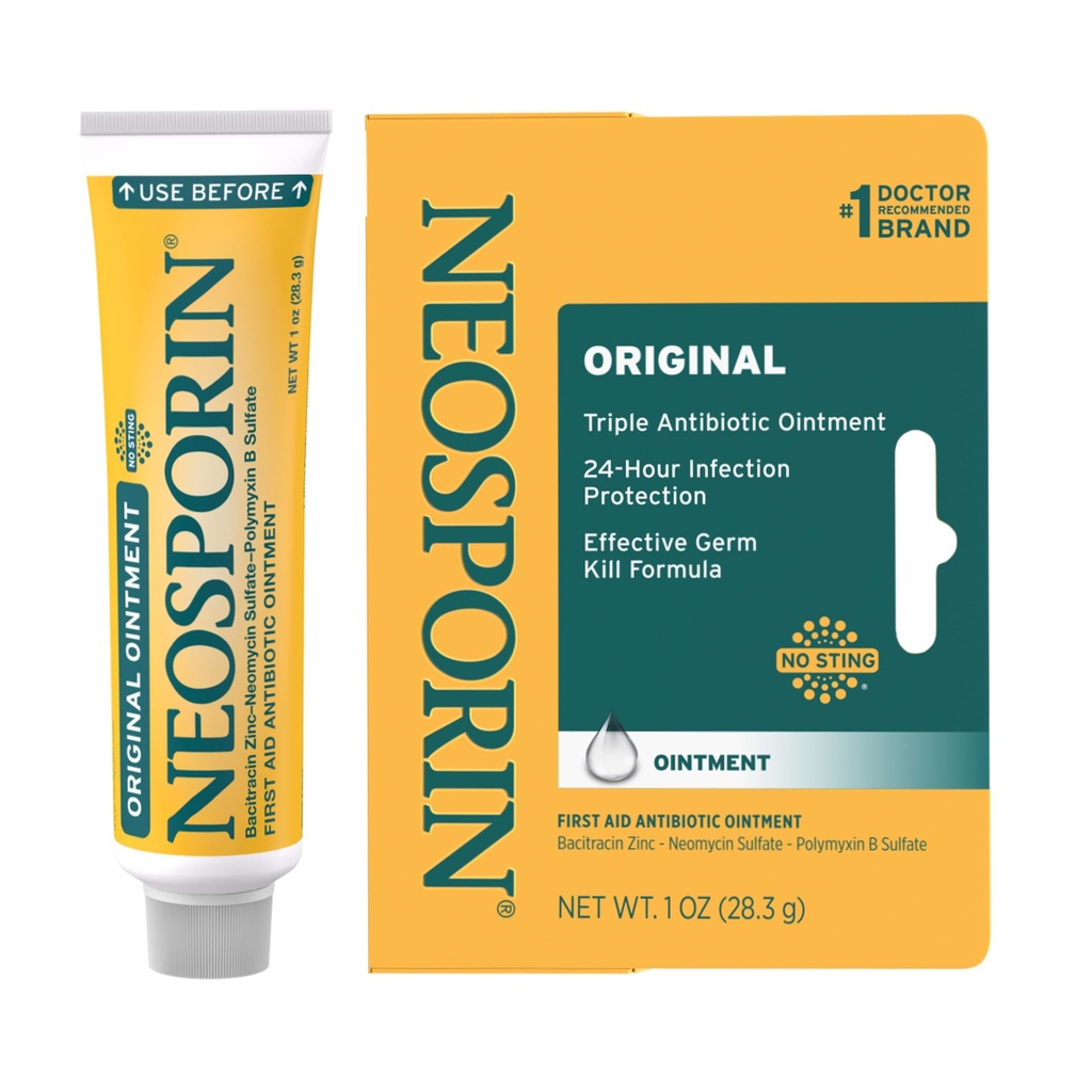 Neosporin Original First Aid Triple Antibiyotik Ointment, Bacitracin çinko & Nemisin Sulfate Enfeksiyon Koruma, Yara Bakımı ve Scar Görünüm Minimizer for Minor Cuts, Boats & Burns, 1 ozzment, Bacitracin çinko & Nemisin Sulfate Enfeksiyon Koruma, Yara Bakımı & Scar Görünüm Minimiz